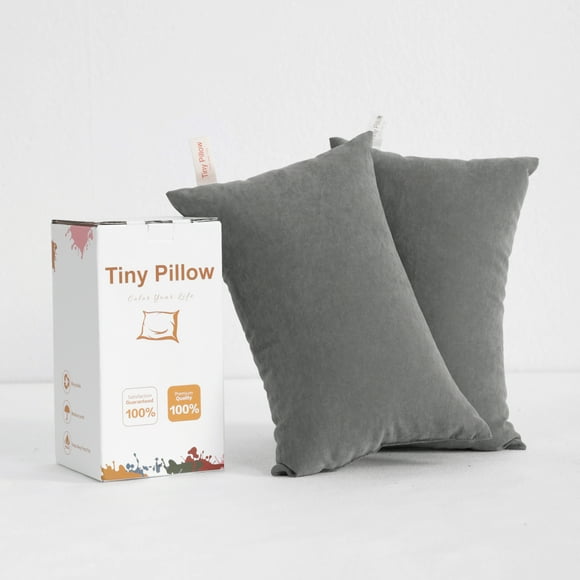 Flxxie 2 Pack Microfiber Tiny Pillows, Ultra Soft Machine Washable Mini Pillows for Toddler, Travel, Pets, 11"x7", Dark Gray