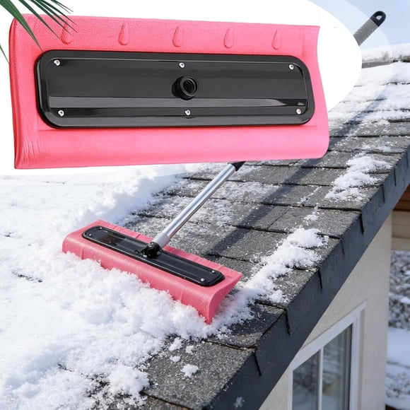 Foam Head Snow Roof Rake with Non-Scratch Surface, Telescoping Pole for Safe Ground-Level Snow Removal from Roofs and Cars, Durable for Winter Maintenance