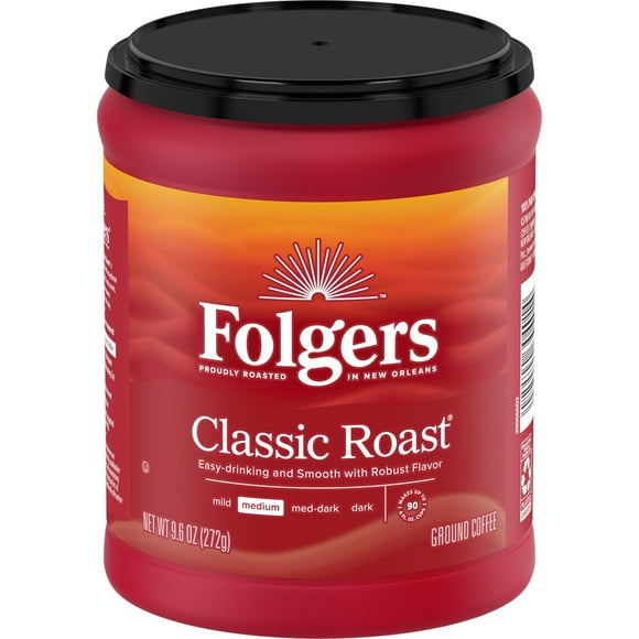 Folgers Classic Roast Ground Coffee, Medium Roast, 9.6 oz Canister