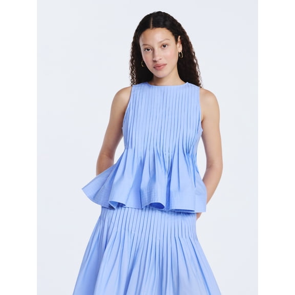 Free Assembly Women's Sleeveless Pintuck Peplum Top, Sizes XS-XXL