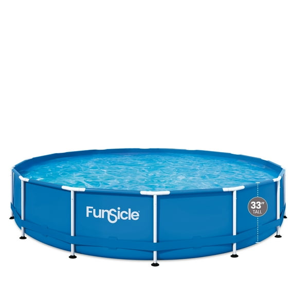 Funsicle 14ft Activity Above Ground Metal Frame Swimming Pool, Includes SkimmerPlus Pump, Round, Age 6 & up