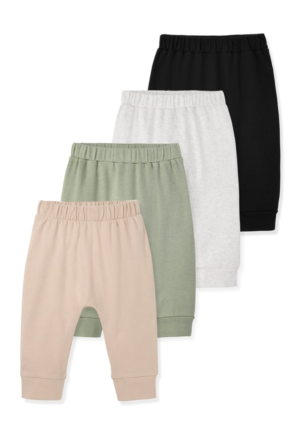 Newborn & Baby Boy Cotton Pull-On Joggers, Solids & Prints, 4-Pack, Sizes 0 - 24M