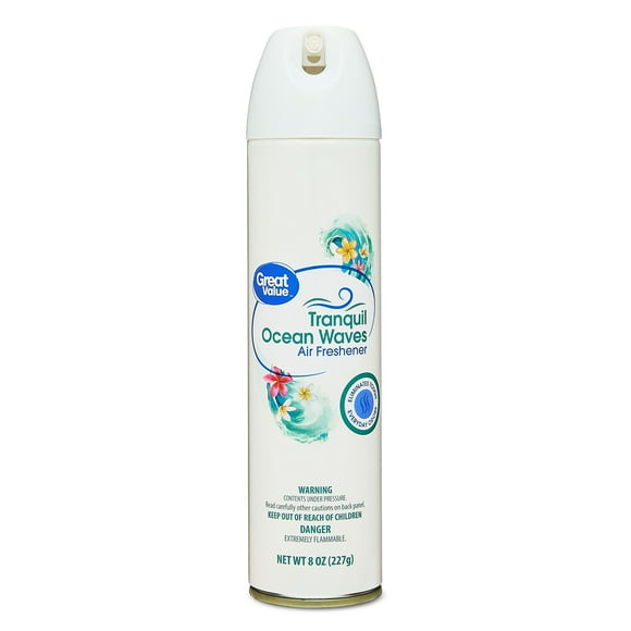 Great Value Aerosol Air Freshener, Tranquil Ocean Waves, 8 oz