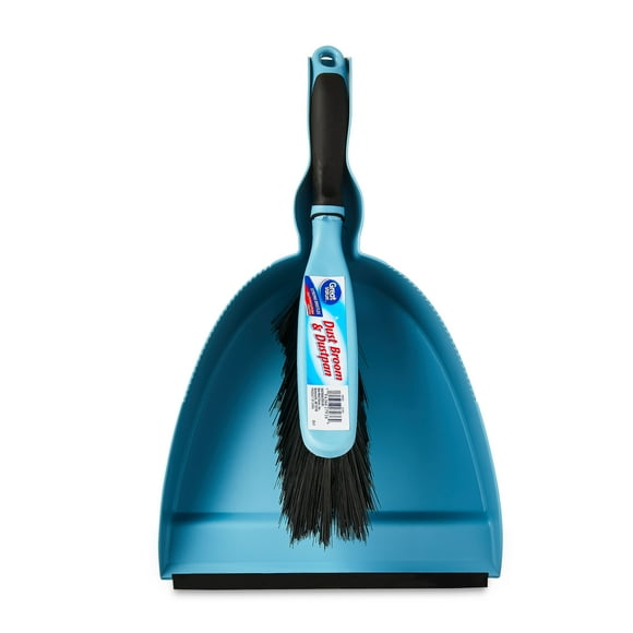 Great Value Plastic Dust Broom & Pan, Blue