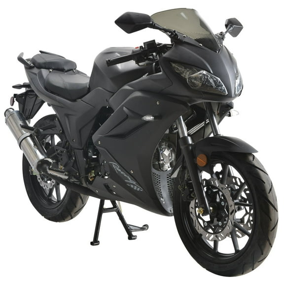 -HHH 125cc Motorcycle with Manual Transmission 125cc Scooter LED Lights and 17 inches Wheels (Black)