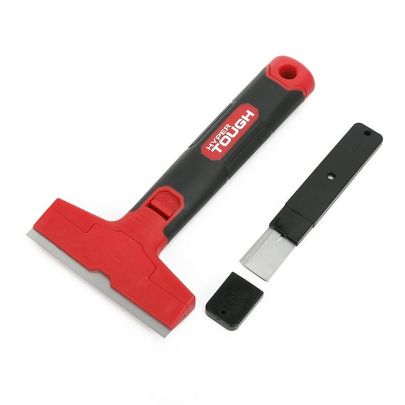 Hyper Tough Glass and Tile Scraper, 4-inch, Soft Grip Handle, Plastic, Includes 3 Blades, 1 per pack