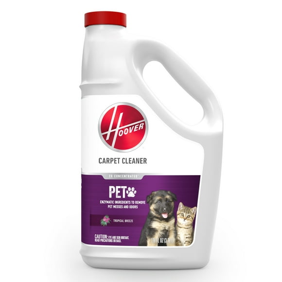 Hoover Pet Carpet Cleaner Solution, Tropical Breeze Scent, for Carpet and Upholstery, Pet Stain and Odor Remover, Enzymatic Ingredients, AH30935, 128 fl oz.
