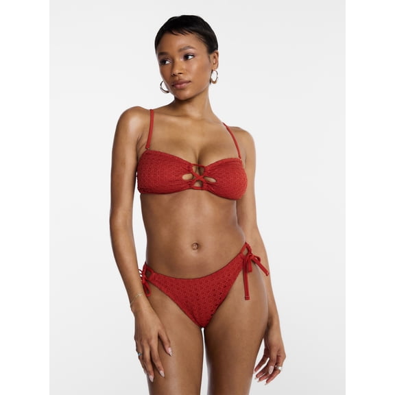 Hot Girl Summer by Megan Thee Stallion Women's and Women's Plus Summer Stallion Kini Crochet Bandeau Bikini Top, Sizes XS-3X
