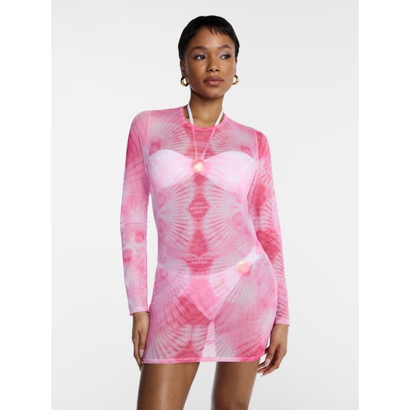 Hot Girl Summer by Megan Thee Stallion Women's and Women's Plus Thee Mesh Coverup Dress, Sizes XS-3X