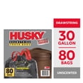 thumbnail image 1 of Husky 30 Gallon Large Drawstring Trash Bags, 80 Bags, 1 of 8
