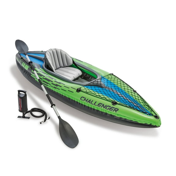 Intex Challenger K1 Inflatable Single Person Kayak Set Accessory Kit & Pump
