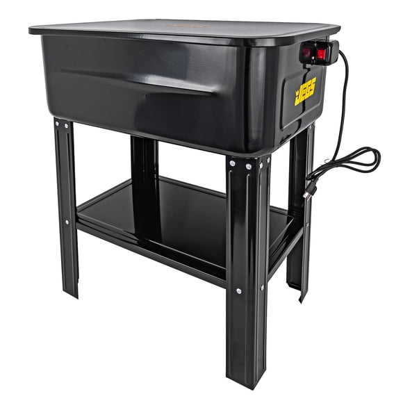JEGS 20 Gallon Parts Washer - 12 Gallon Solvent Capacity - 2.64-3.17 Gallon Per Minute Max Pump Output - Heavy Duty Steel Powder Coated Black with JEGS Logo