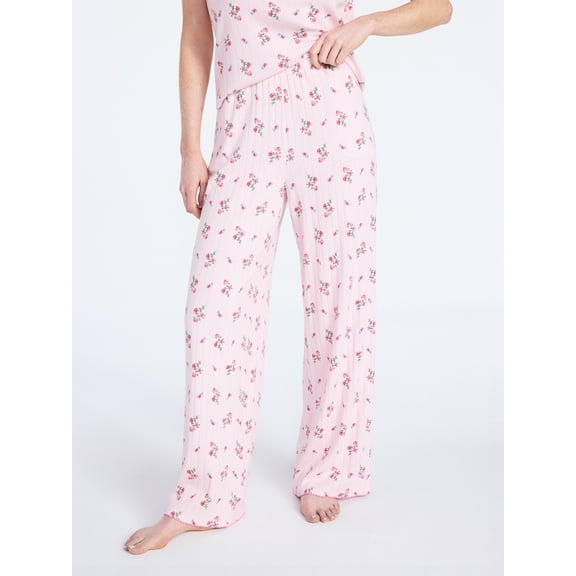 Joyspun Women’s Pointelle Knit Sleepwear Pants, 30'' Inseam, Sizes XS-3X