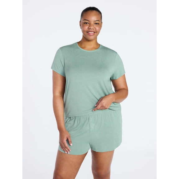 Joyspun Women’s Scoop Neck Sleepwear Modal Tee with Short Sleeves, Sizes S-3X