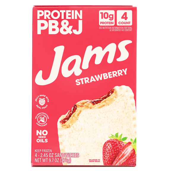 Jams Strawberry 10g Protein Frozen PB&J Sandwiches, 4 Count, 9.7 Oz