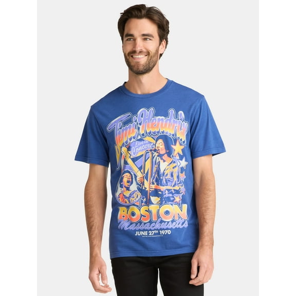 Jimi Hendrix Men's and Big Men's Boston Graphic Tee, Sizes S-3XL