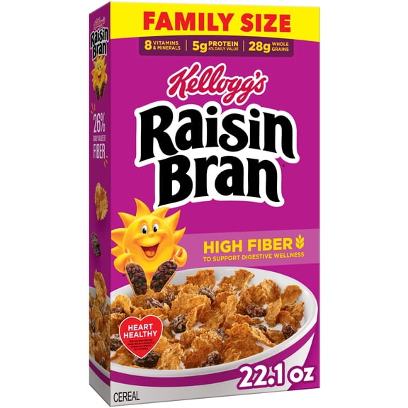 Kellogg's Raisin Bran Original Breakfast Cereal Family Size Box, 22.1  oz