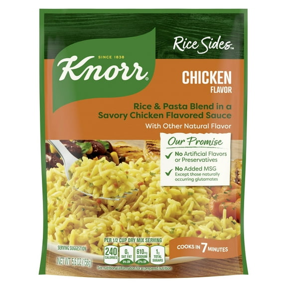 Knorr No Artificial Flavors Chicken Flavor Rice Cooks in 7 Minutes, 5.6 oz Regular Pouch