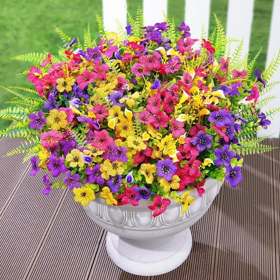Lyacmy 14 Bundles Artificial Flowers for Outdoors,UV Resistant Artificial Flowers for Decoration,Realistic Artificial Plants Fake Flowers for Garden Porch Window Box,Spring Summer Outside Decor