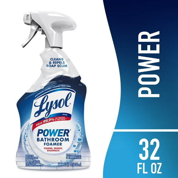 Lysol Power Foaming Cleaning Spray for Bathrooms, Foam Cleaner Bathrooms, Showers, Tubs, 32 fl oz