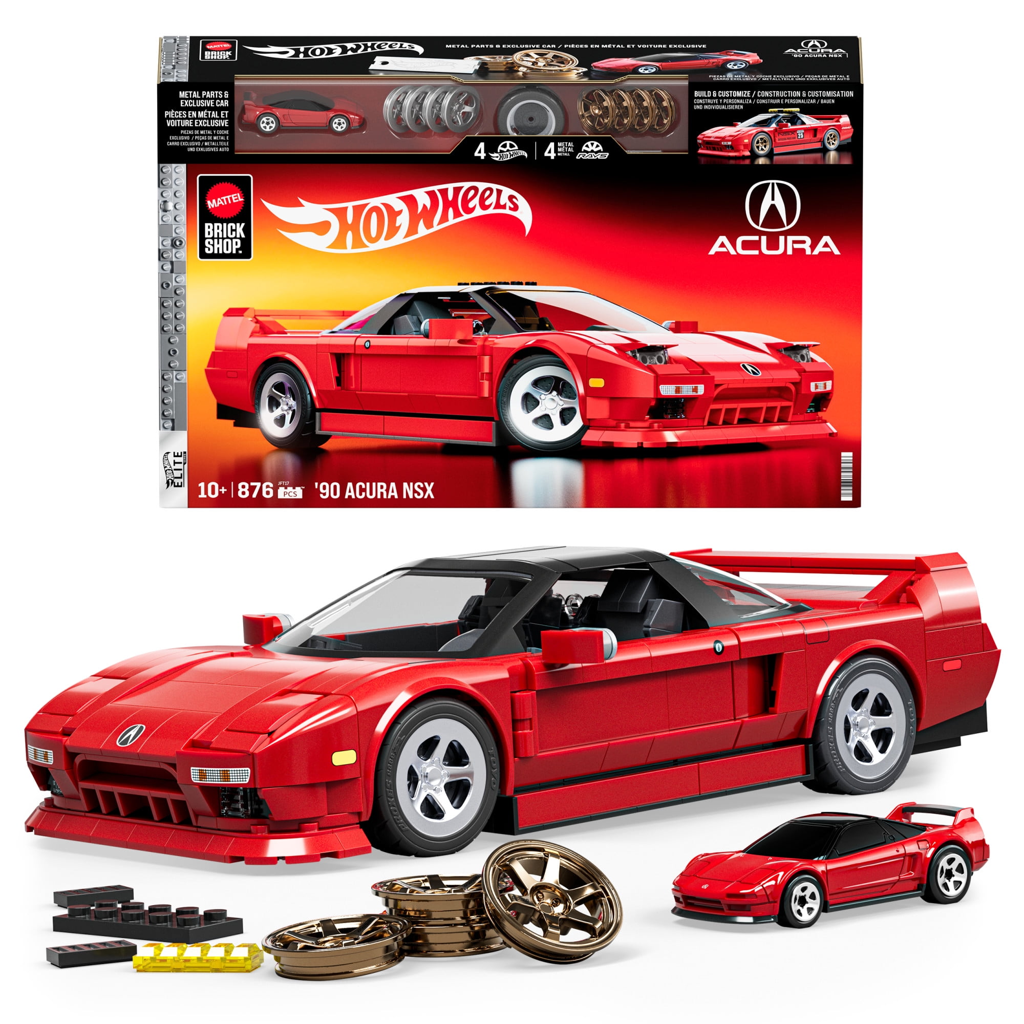 Mattel Brick Shop Hot Wheels '90 Acura NSX Building Toy (876 Pieces), for Collectors