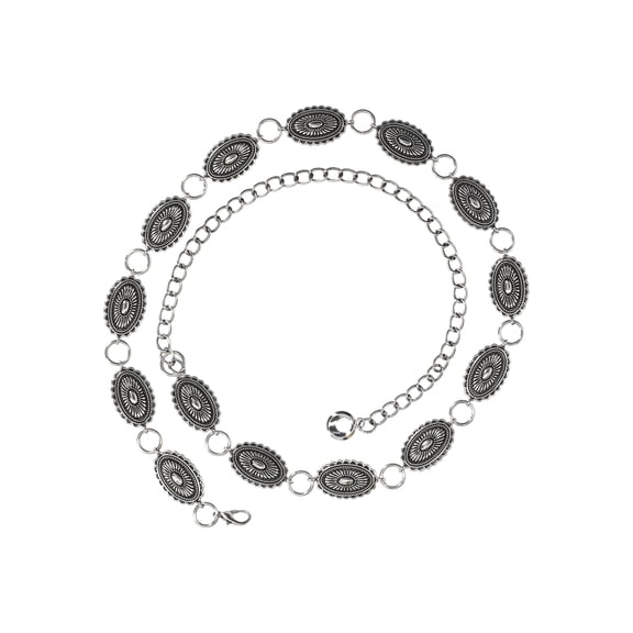 Madden NYC Women's Chain Belt, Silver, Sizes S/M-2X/3X