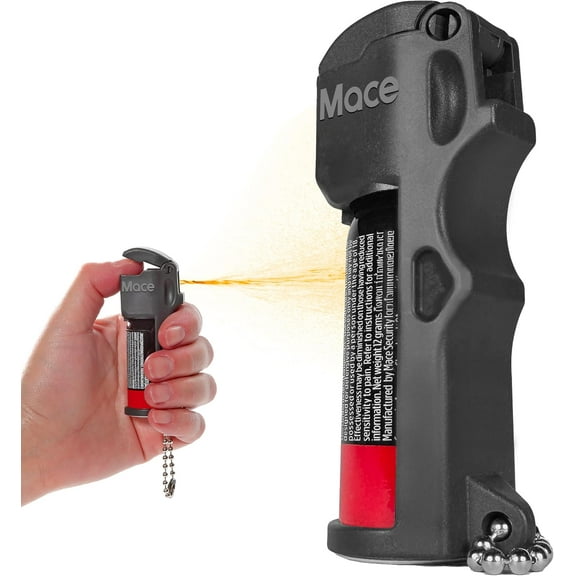Mace Brand Pocket Model Pepper Spray, 0.39 oz, 10 Feet Range, Max Strength 10% OC Formula, Long Lasting UV Dye, Flip Top Safety Cap, Self Defense Pepper Spray for Women & Men - Black