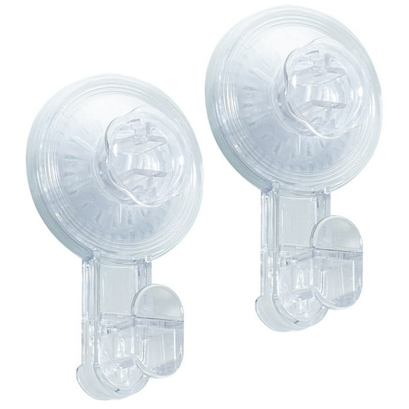 MAINSTAYS POWERFUL REMOVABLE AND REUSABLE VACUUM SUCTION CUP HOOKS-2 PACK, CLEAR
