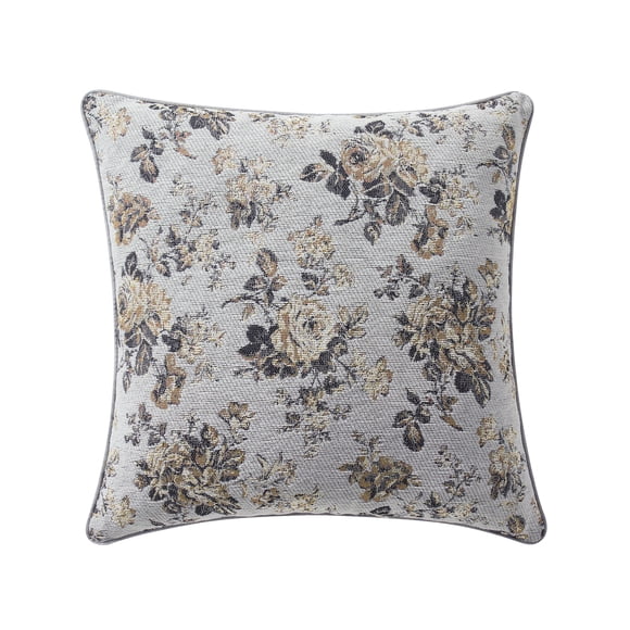 Mainstays 18" x 18" Grey/Multicolor Vintage Floral Jacquard Decorative Pillow