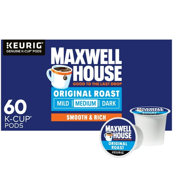 Maxwell House Original Roast Medium Roast K-Cup Coffee Pods, 60 Count Box