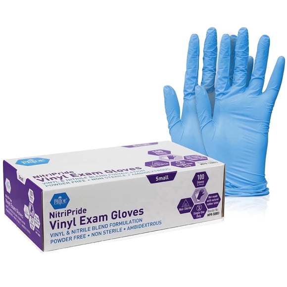 MEDPRIDE NitriPride Nitrile Gloves Powder-Free Disposable Gloves  Blue, Small, 100-Pack, Durable Latex Free Non-Slip Medical Gloves for Cleaning, Cooking & Food Prep