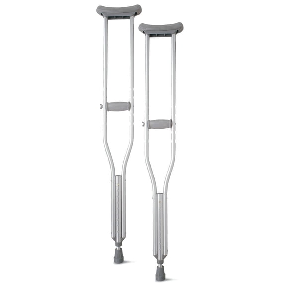 Medline Crutches for Adults, Lightweight, 5'2"-5'10", Regular, 300 lbs, Weight Capacity, Aluminum, Silver