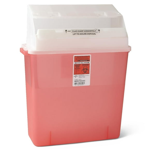 Medline Sharps Container, 3 Gallon, Red, 1 Count