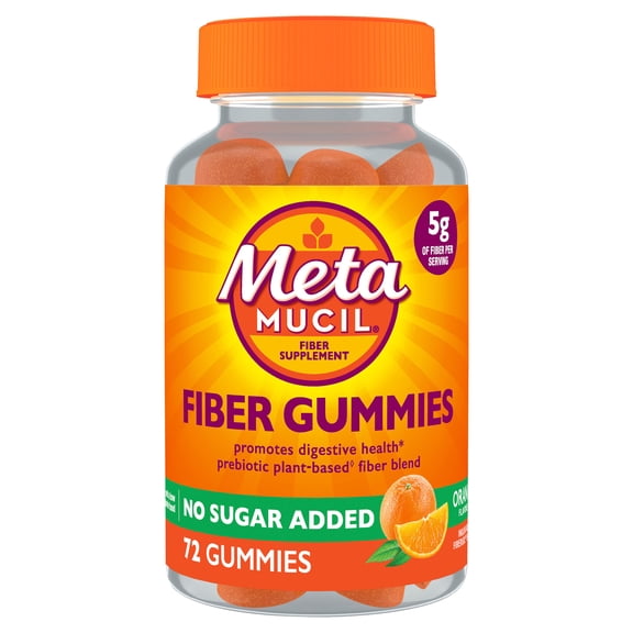 Metamucil Fiber Gummies, Sugar Free, Orange, 72 Count