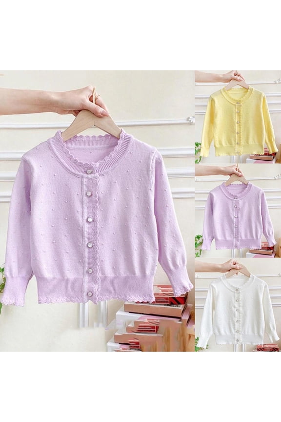 Toddler Baby Girls Knit Cardigan Sweaters Button Closure Outwear Solid Fall Winter Clothes Warm Jacket White 3 Years