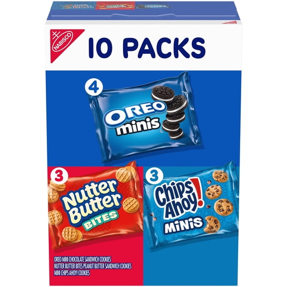 Nabisco Cookie Variety Pack, OREO Mini, Nutter Butter Bites, CHIPS AHOY! Mini, Baked, 10 Snack Packs