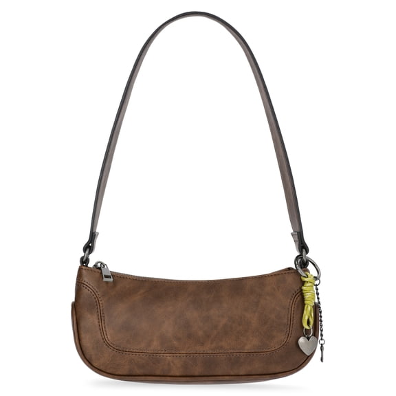 No Boundaries Women's Faux Leather Moto Shoulder Bag