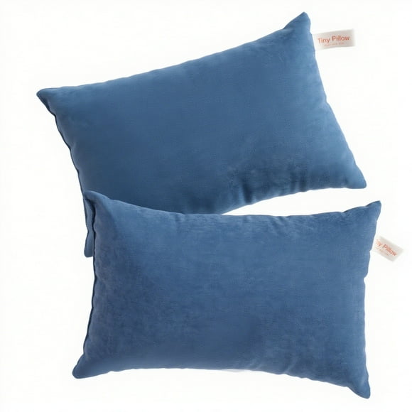 Ntbay 2 Pack Microfiber Soft Tiny Pillows, Machine Washable Travel Pillows, 11" x 7", Denim Blue