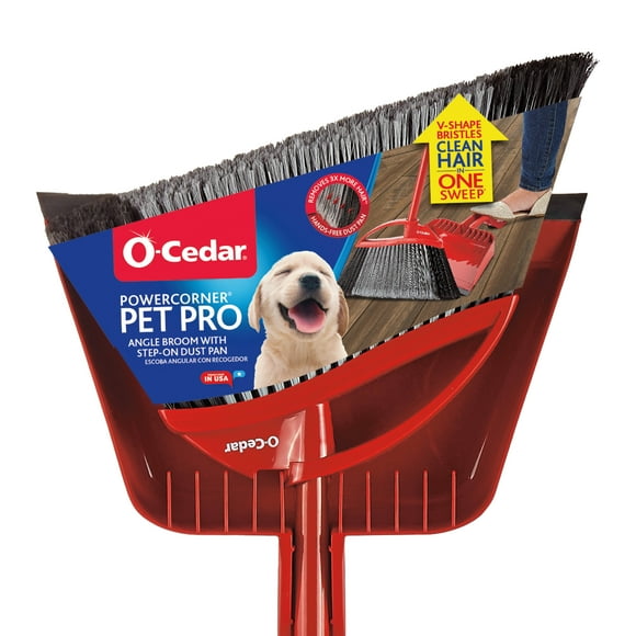 O-Cedar PowerCorner Pet Pro Broom and Dustpan Set Step-on Large