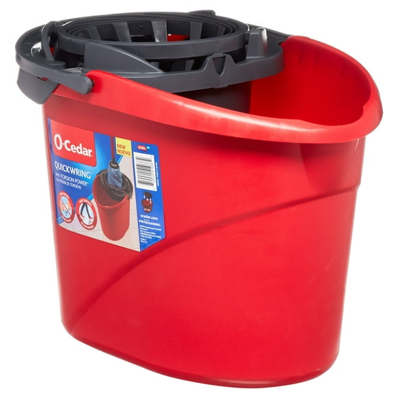 O-Cedar QuickWring 2.5 Gallon Mop Bucket with Wringer, Red