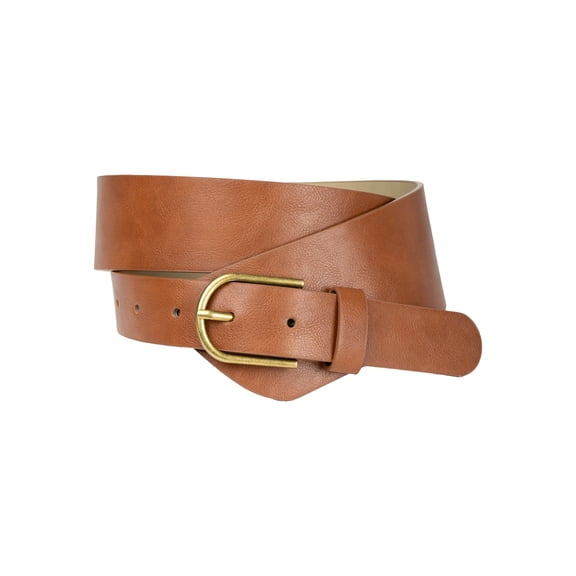 No Boundaries Women's & Women's Plus Off Waist Belt, Cognac