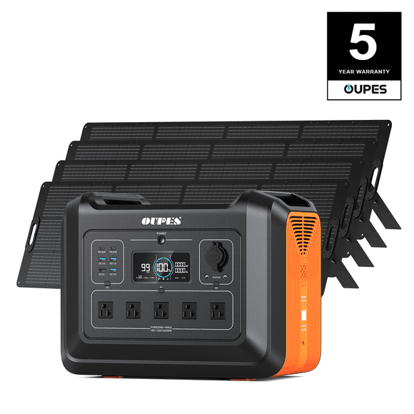 OUPES 2400 with 4x240W Solar Panel,2232Wh Portable Power Station LiFePO4 Battery,2400W AC Output, Fast Charge, Solar Generator for Camping,Emergency, RV, Off-Grid Living