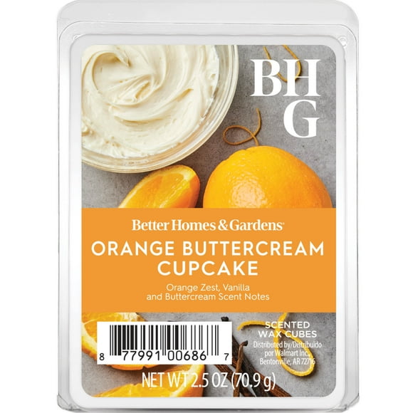Orange Buttercream Cupcake Scented Wax Melts, Better Homes & Gardens, 2.5 oz (1-Pack)