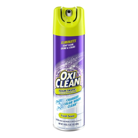 OxiClean Foam-Tastic Foaming Bathroom Cleaner, Removes Soap Scum, Grime & Stains, Fresh Scent, 19 oz