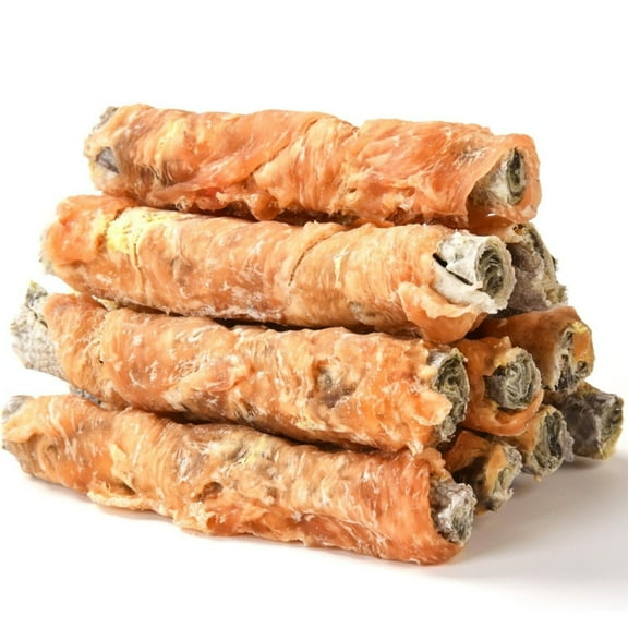 Pawmate Chicken Wrapped Cod Fish Skin Stick Dog Treats, Omega3 Cod Twist Dog Chews, Teeth Cleaning for All Dogs, 11 oz