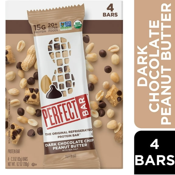 Perfect Bar Gluten-Free Dark Chocolate Chip Peanut Butter Protein Bar, 4 count, 2.3 oz