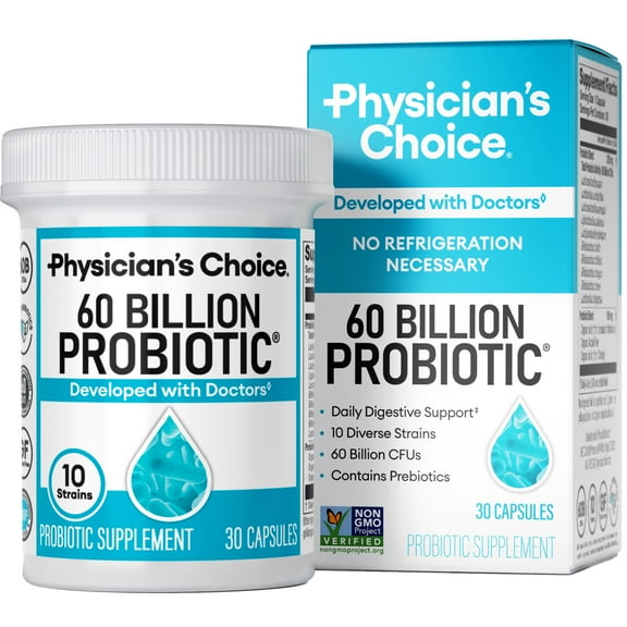 Physician’s Choice 60 Billion Probiotic for Women and Men, 30 Count, Digestive & Gut Health
