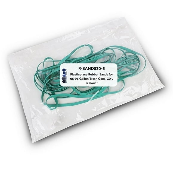 Plasticplace Heavy-Duty Rubber Bands for 95-96 Gallon Trash Cans, 30” Diameter, Extra Strong, Secure Trash Bags, Reusable & Durable, Green, 5-Pack for Office, Home, Industrial Packaging Elastic Bands