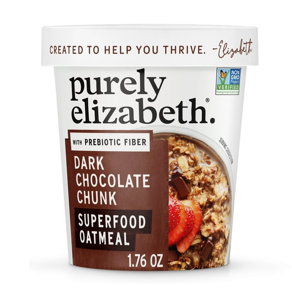 Purely Elizabeth Organic Oats, Dark Chocolate Chunk Instant Oatmeal, 1.76 oz Cup