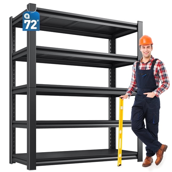 REIBII 72" H Garage Shelving Heavy Duty 3000 LBS 5 Tier Storage Shelves Adjustable Shelving Unit and Storage for Garage,Basement,36" W x 16" D x 72" H